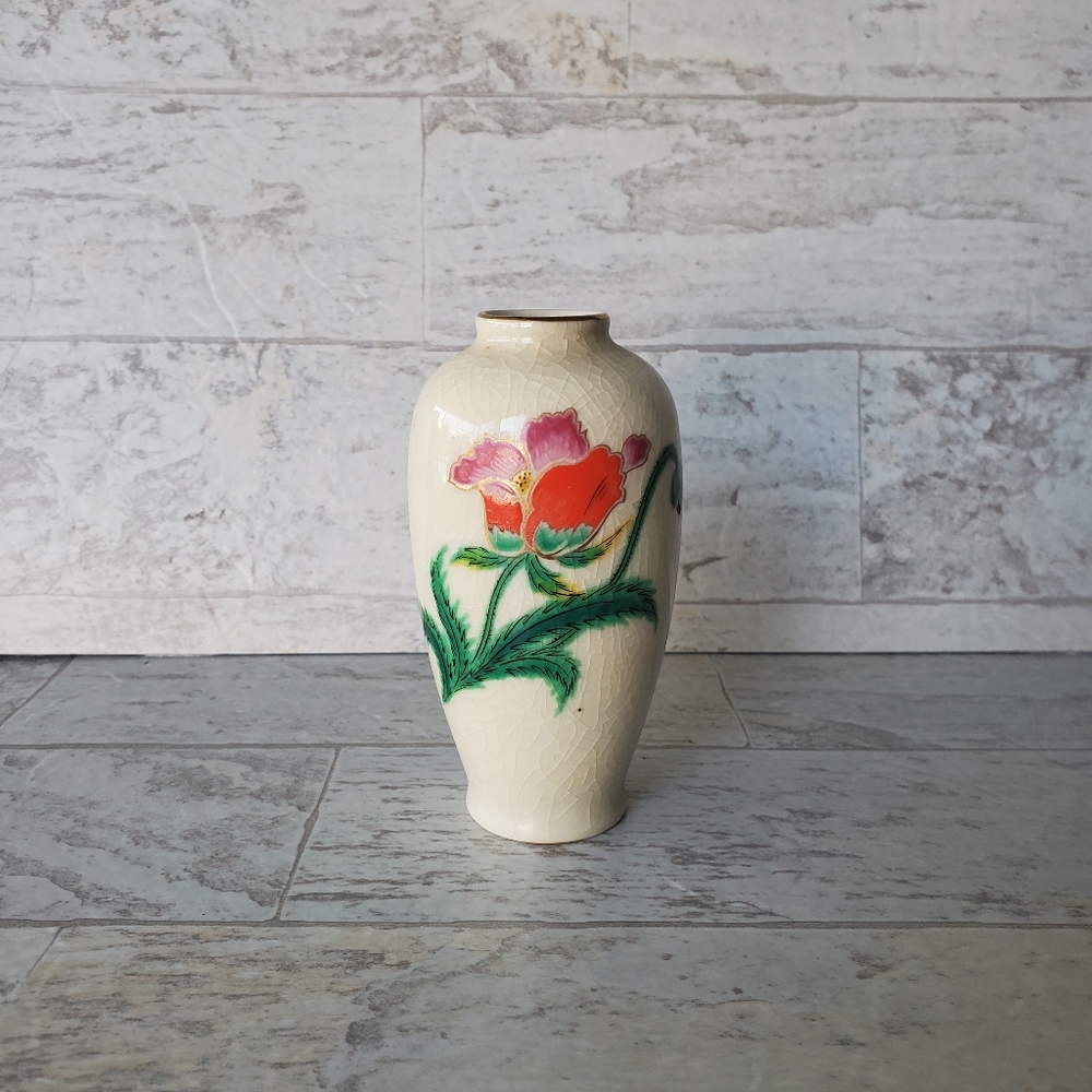 Homco Vintage Crackle Japanese Vase